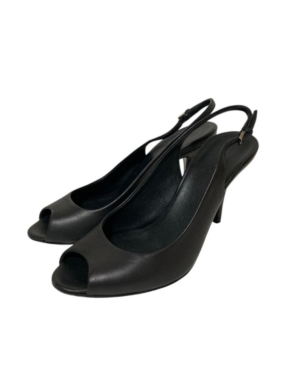Gucci Leather Open Toe Backstrap Pumps Black Spring Summer Fall Winter